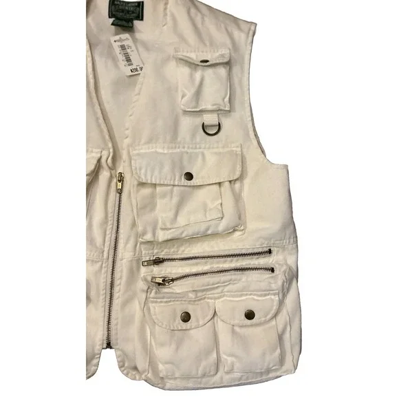 Vintage Polo Country Fishing Hunting Vest Ivory Sportsman USA Rare NEW Deadstock
